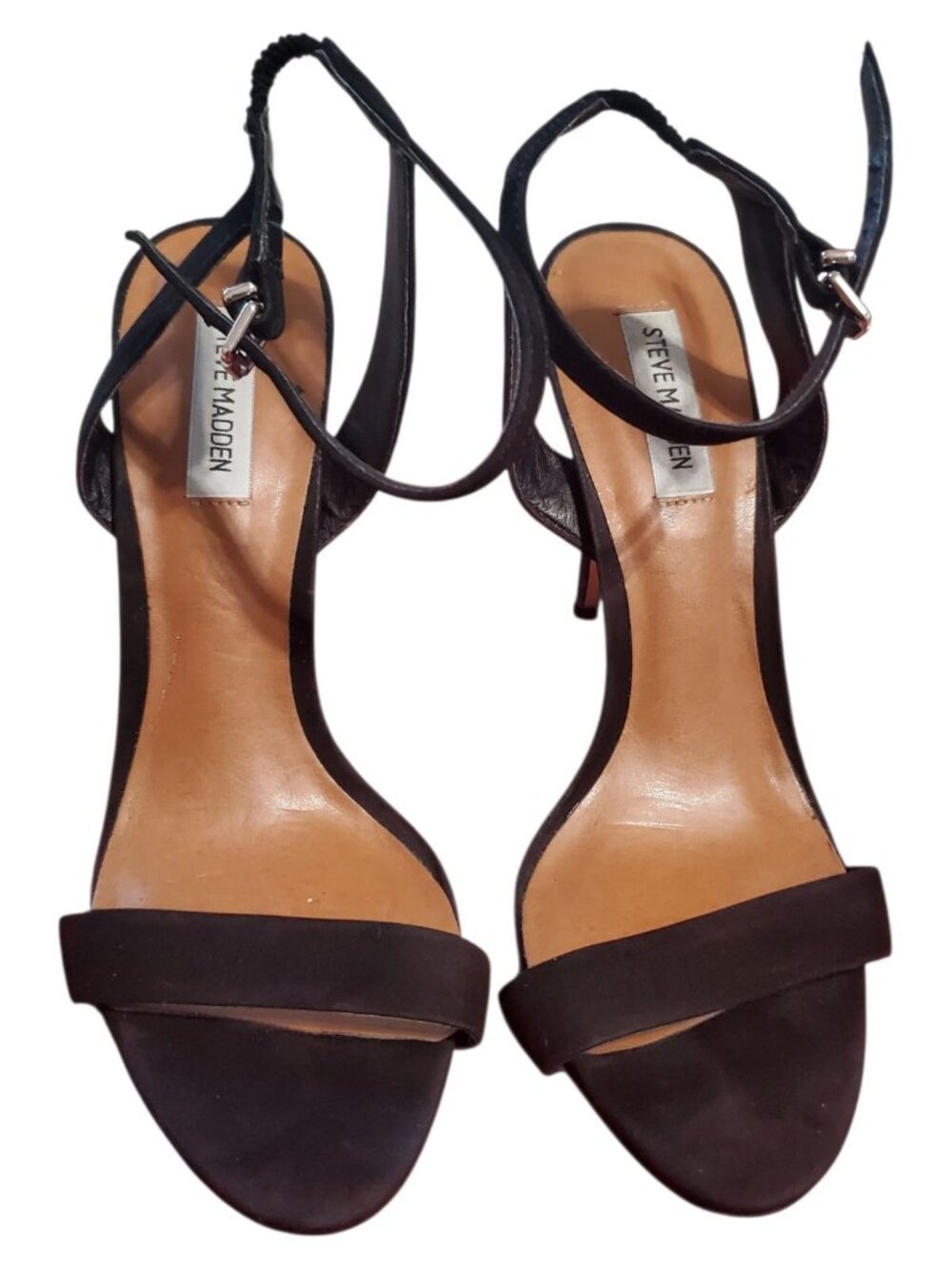 Steve Madden Ankle Strap Stiletto High Heel Suede Sandals Black Size 10M - Picture 3 of 12